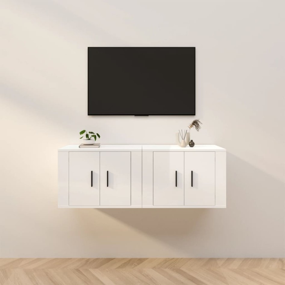 Muebles para TV de pared 2 uds blanco brillante 57x34,5x40