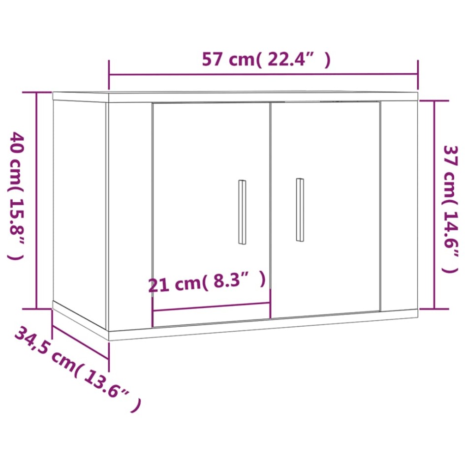 Muebles para TV de pared 2 uds blanco brillante 57x34,5x40