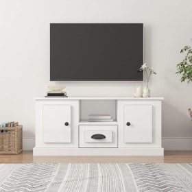 Mueble de TV madera contrachapada blanco brillo 100x35,5x45