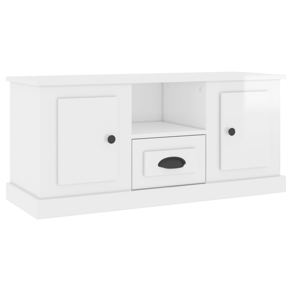 Mueble de TV madera contrachapada blanco brillo 100x35,5x45