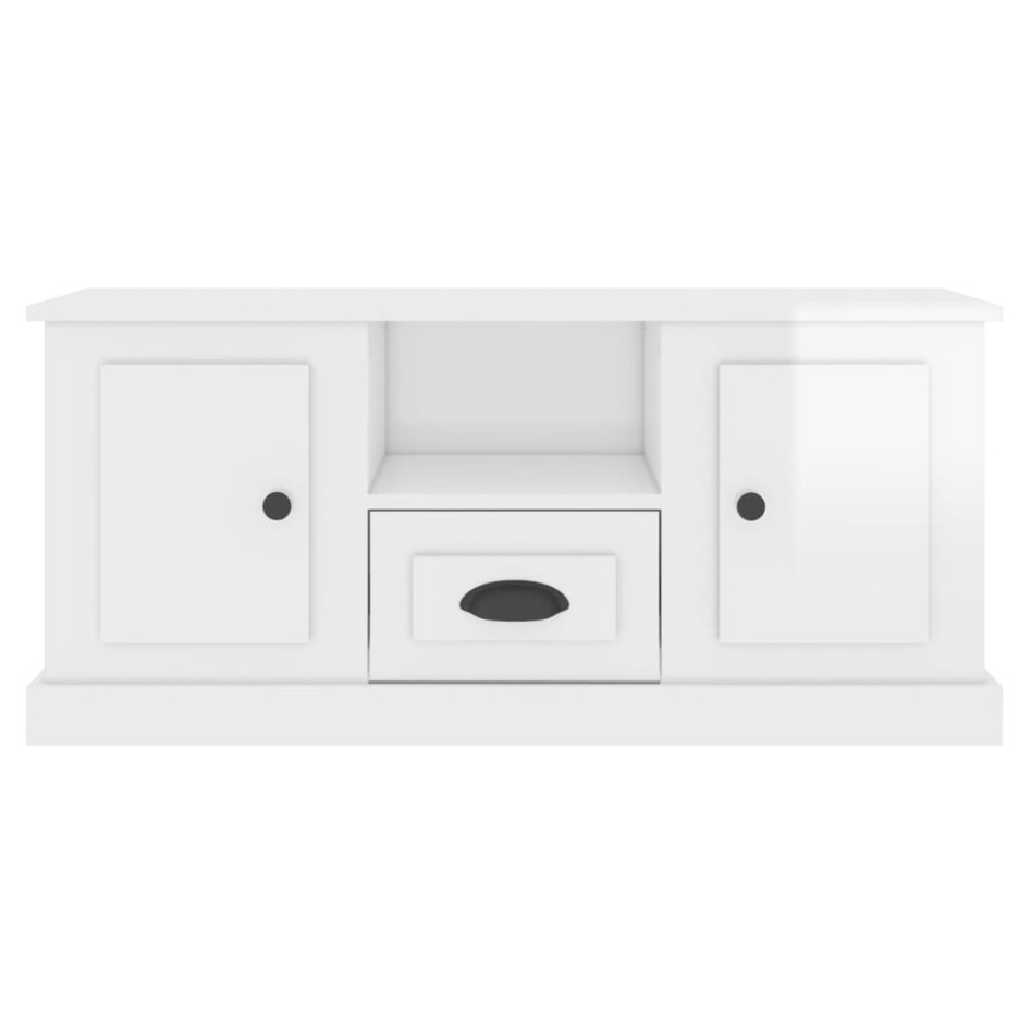 Mueble de TV madera contrachapada blanco brillo 100x35,5x45