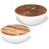 Set mesa de centro forma cuenco 2 uds madera maciza