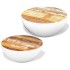 Set mesa de centro forma cuenco 2 uds madera maciza