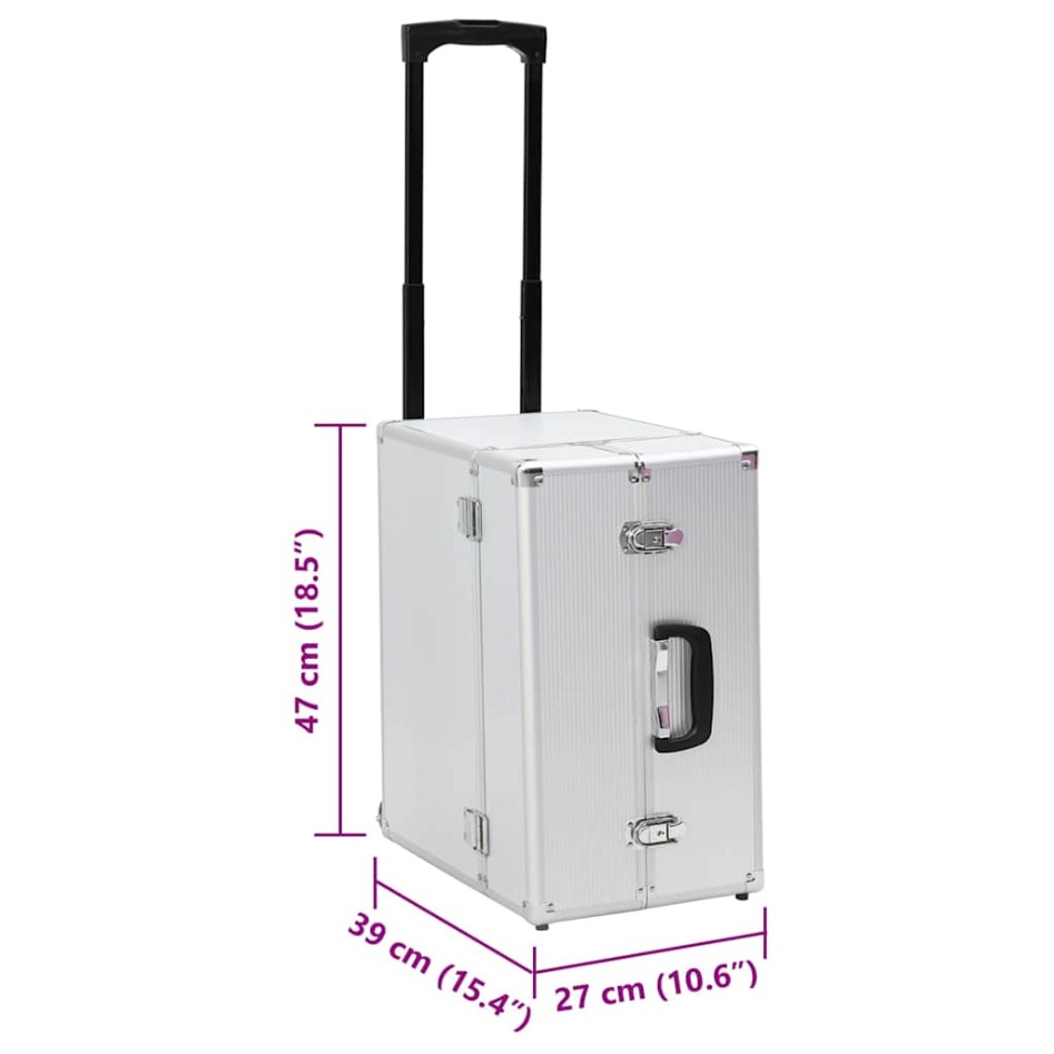 Maleta trolley de piloto aluminio plateado 47x39x27