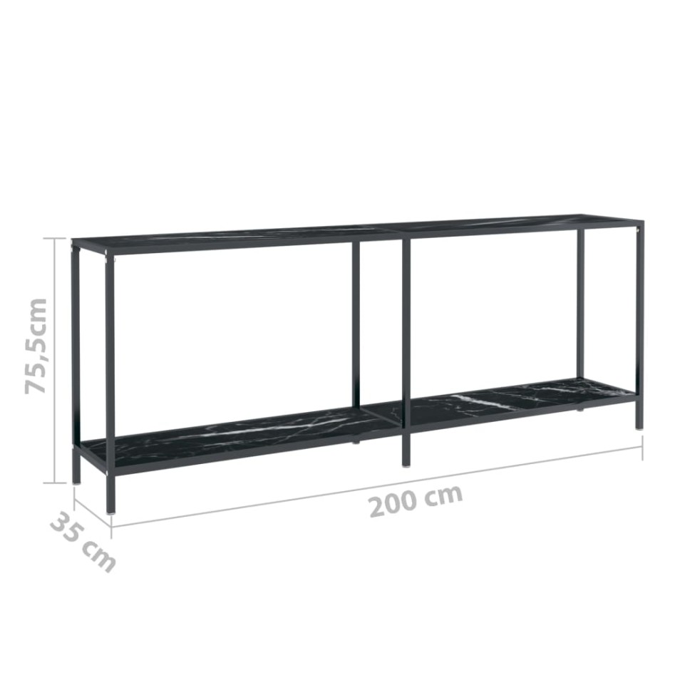 Mesa consola vidrio templado negro 200x35x75,5