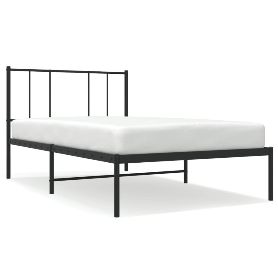 Estructura cama sin colchón con cabecero metal negro 75x190