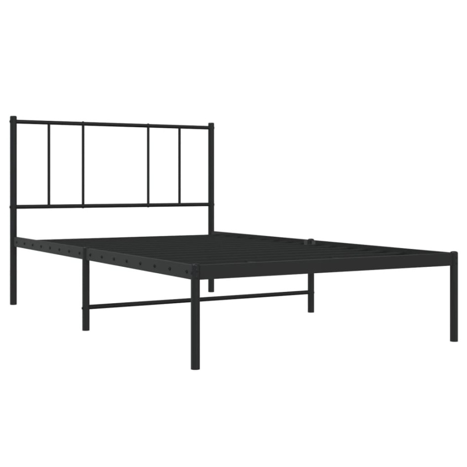 Estructura cama sin colchón con cabecero metal negro 75x190