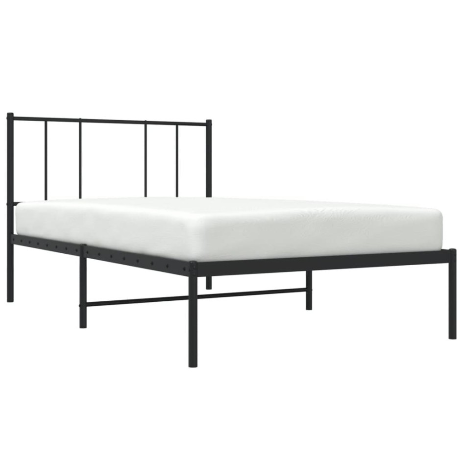 Estructura cama sin colchón con cabecero metal negro 75x190