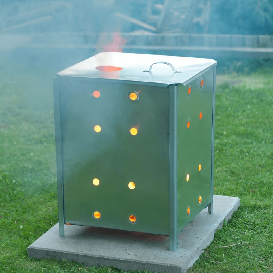 Nature Incinerador de jardín cuadrado de acero galvanizado 46x46x65