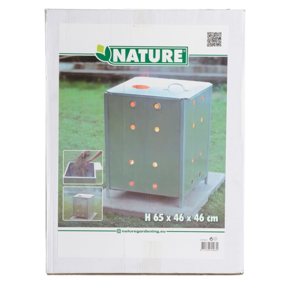 Nature Incinerador de jardín cuadrado de acero galvanizado 46x46x65