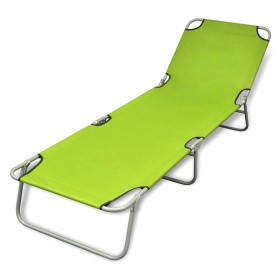 Tumbona plegable de acero con recubrimiento polvo verde