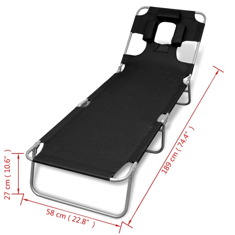 Tumbona plegable de acero con cojín de cabeza acero