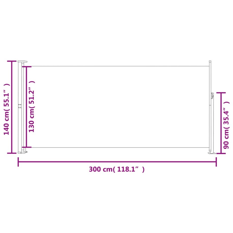 Toldo lateral retráctil 140x300 cm