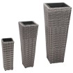 Conjunto de arriates 3 piezas ratán sintético gris