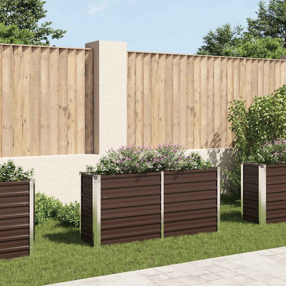 Arriate de acero galvanizado marrón 160x40x77