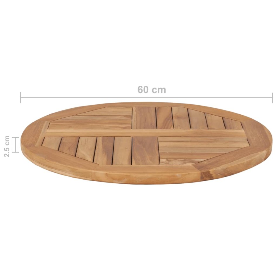 Superficie de mesa redonda madera maciza de teca 2,5 cm 60