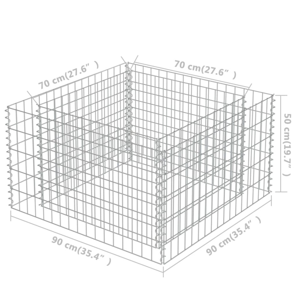 Arriate de gaviones de acero 90x90x50