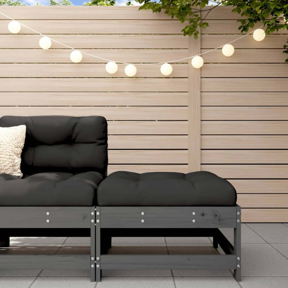 Taburete de jardín con cojín madera maciza de pino