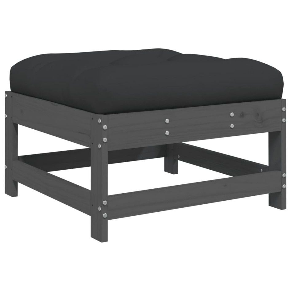 Taburete de jardín con cojín madera maciza de pino