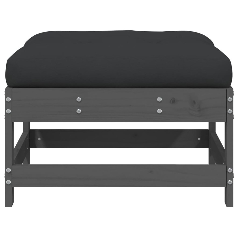 Taburete de jardín con cojín madera maciza de pino