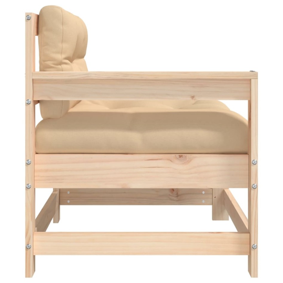 Sillón de jardín con cojines madera maciza de