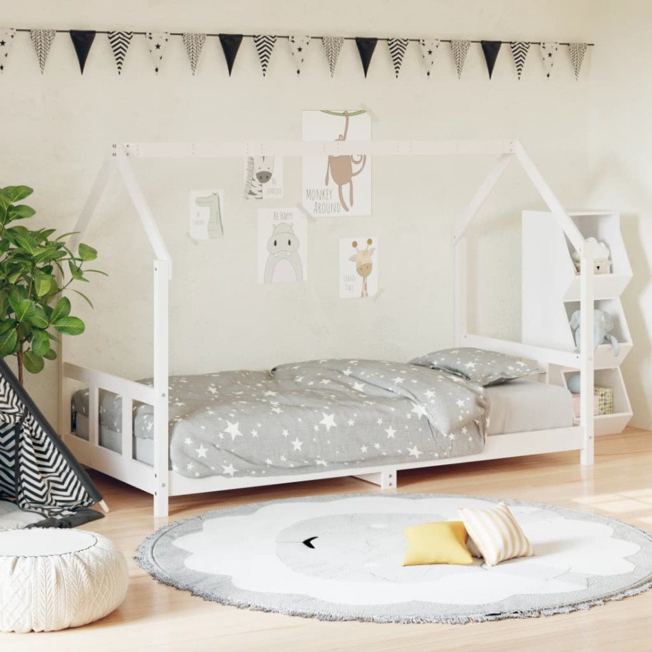 Estructura de cama para niños madera de pino blanco 90x200