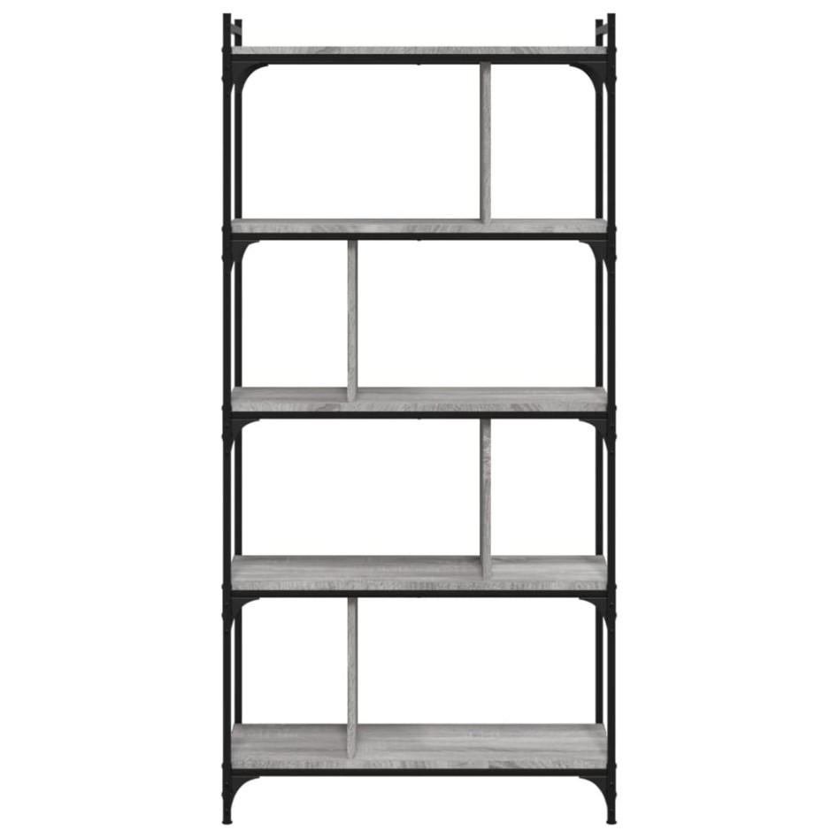 Librería 5 estantes madera ingeniería gris Sonoma 76x32x158