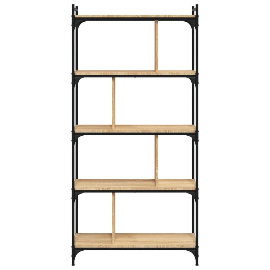 Librería 5 estantes madera ingeniería roble Sonoma 76x32x158