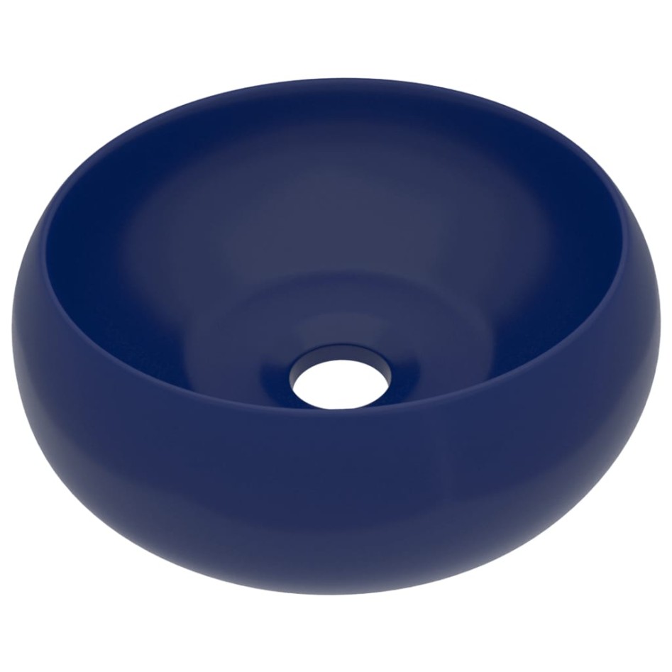 Lavabo de lujo redondo cerámica azul oscuro mate 40x15