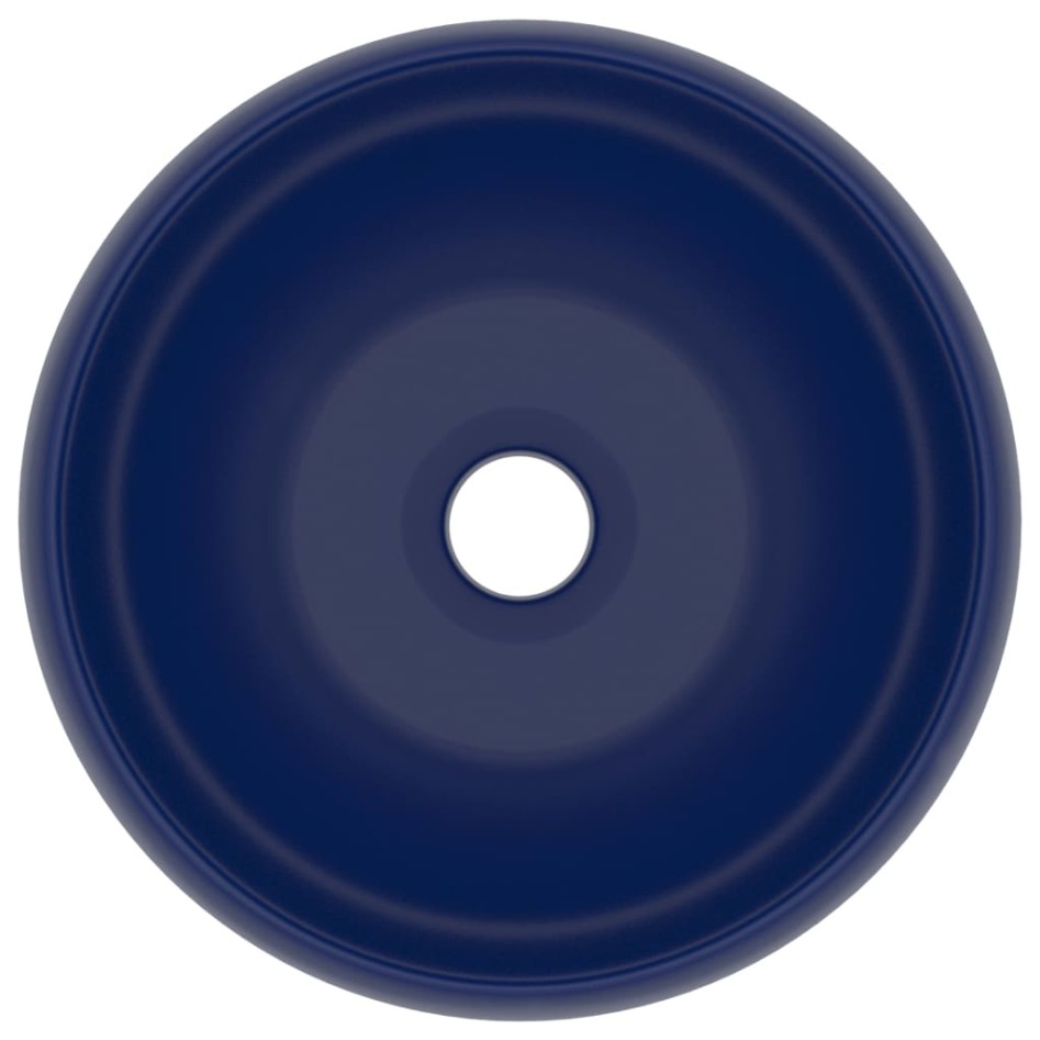 Lavabo de lujo redondo cerámica azul oscuro mate 40x15
