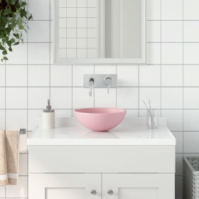 Lavabo de cuarto de baño redondo cerámica rosa