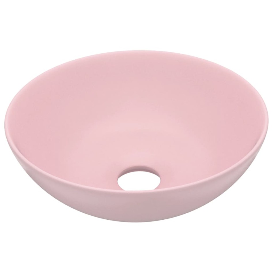 Lavabo de cuarto de baño redondo cerámica rosa