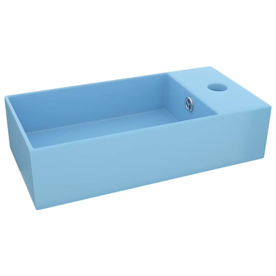 Lavabo con rebosadero cerámica azul