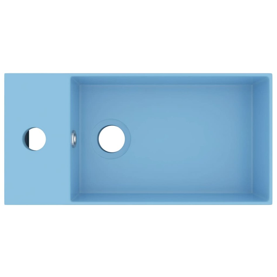 Lavabo con rebosadero cerámica azul