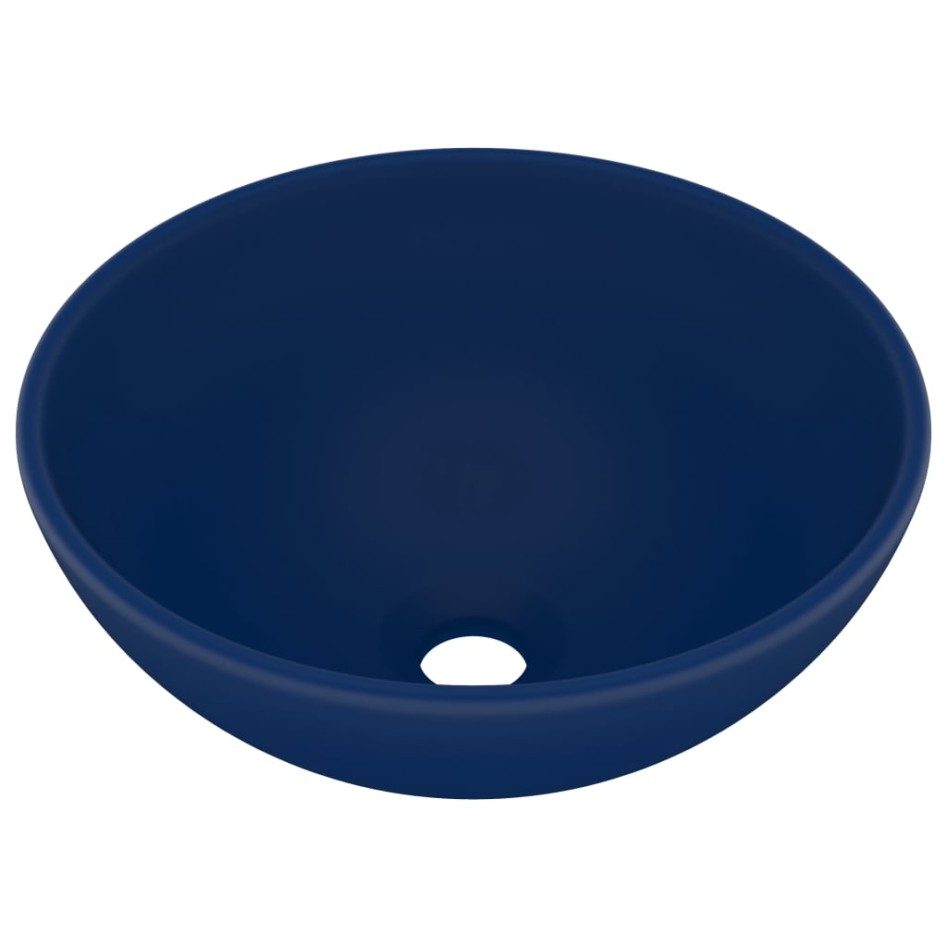 Lavabo de lujo redondo cerámica azul oscuro mate 32,5x14
