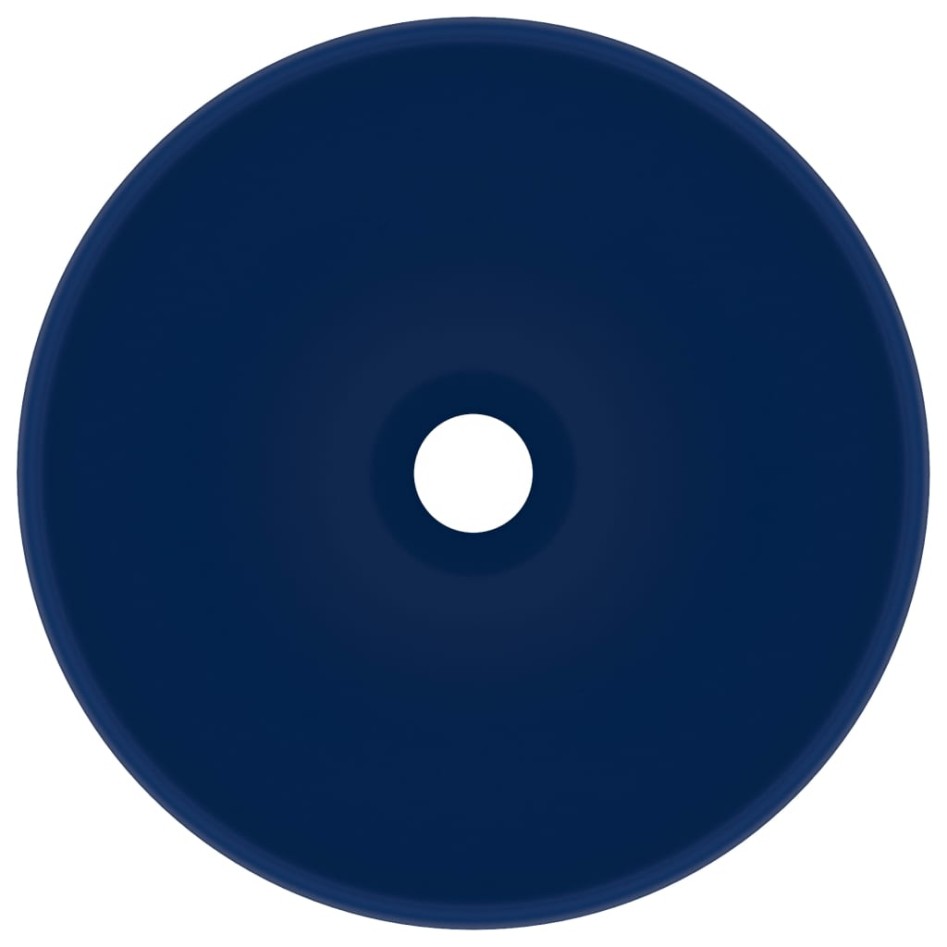 Lavabo de lujo redondo cerámica azul oscuro mate 32,5x14