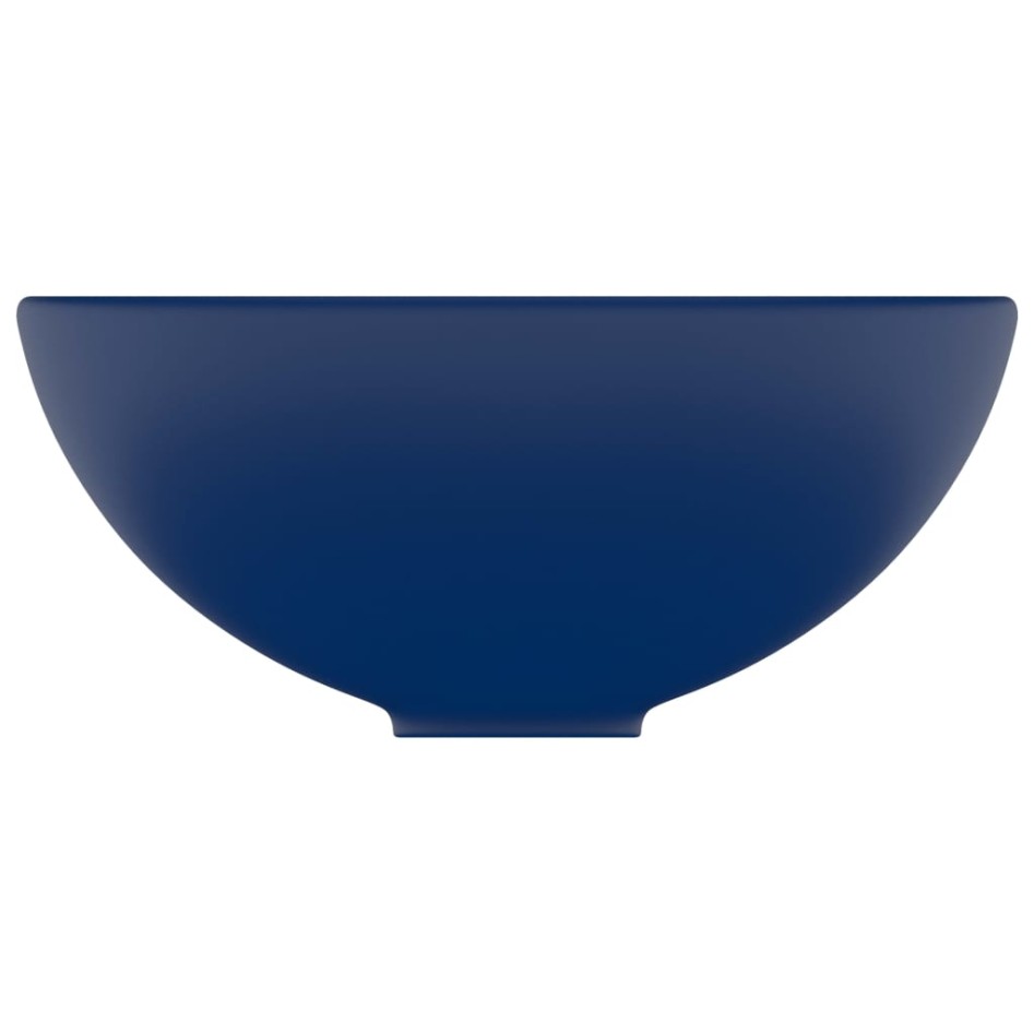 Lavabo de lujo redondo cerámica azul oscuro mate 32,5x14