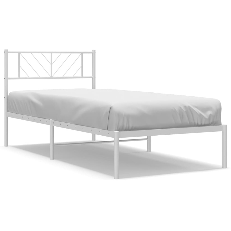 Estructura cama sin colchón con cabecero metal blanco 80x200