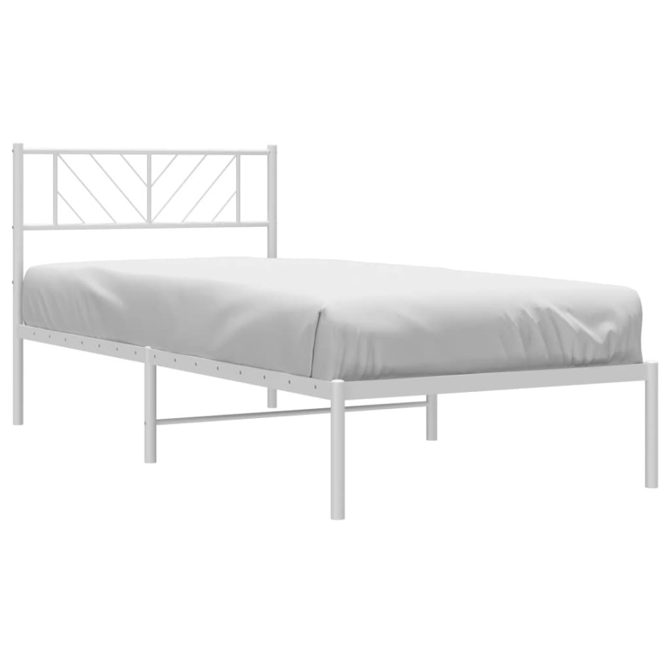 Estructura cama sin colchón con cabecero metal blanco 80x200