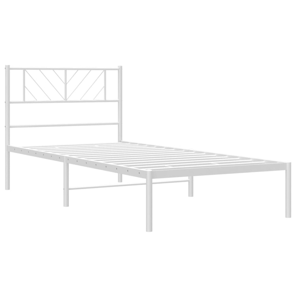 Estructura cama sin colchón con cabecero metal blanco 80x200