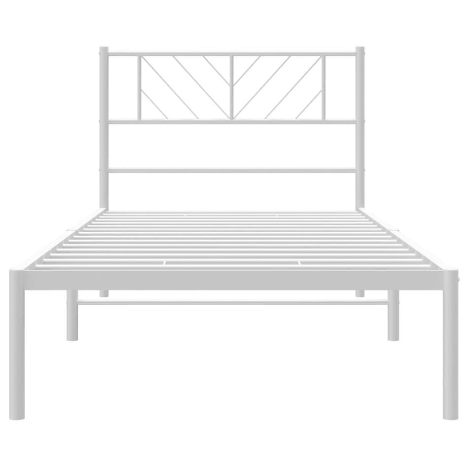 Estructura cama sin colchón con cabecero metal blanco 80x200