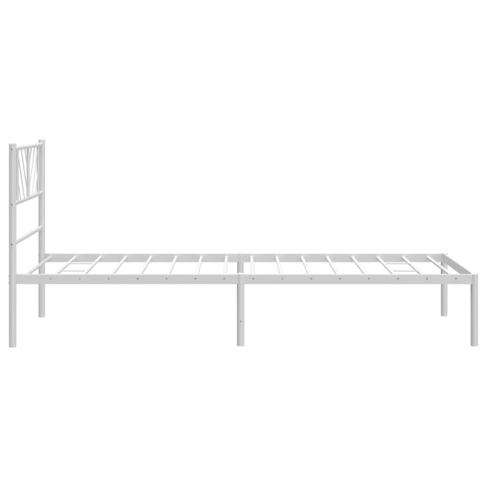 Estructura cama sin colchón con cabecero metal blanco 80x200