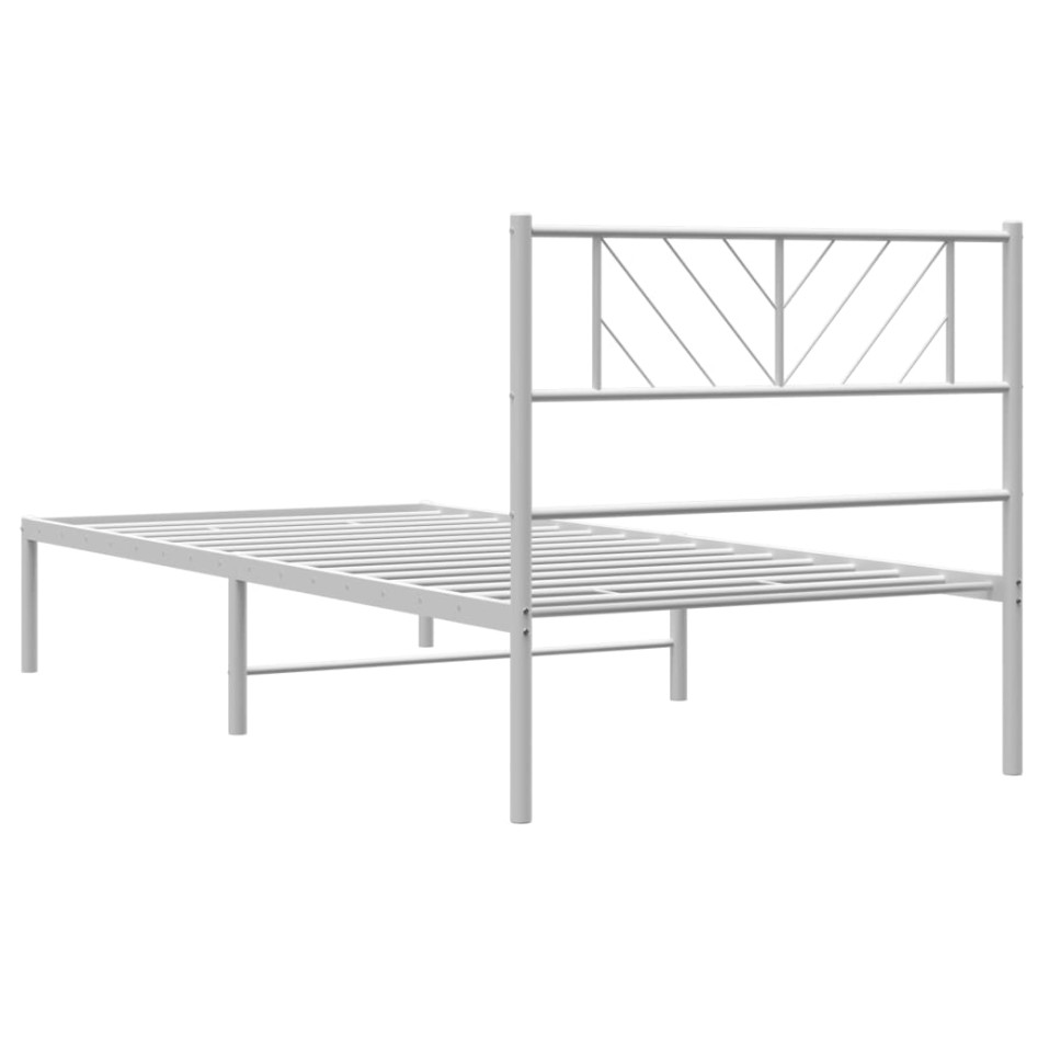 Estructura cama sin colchón con cabecero metal blanco 80x200