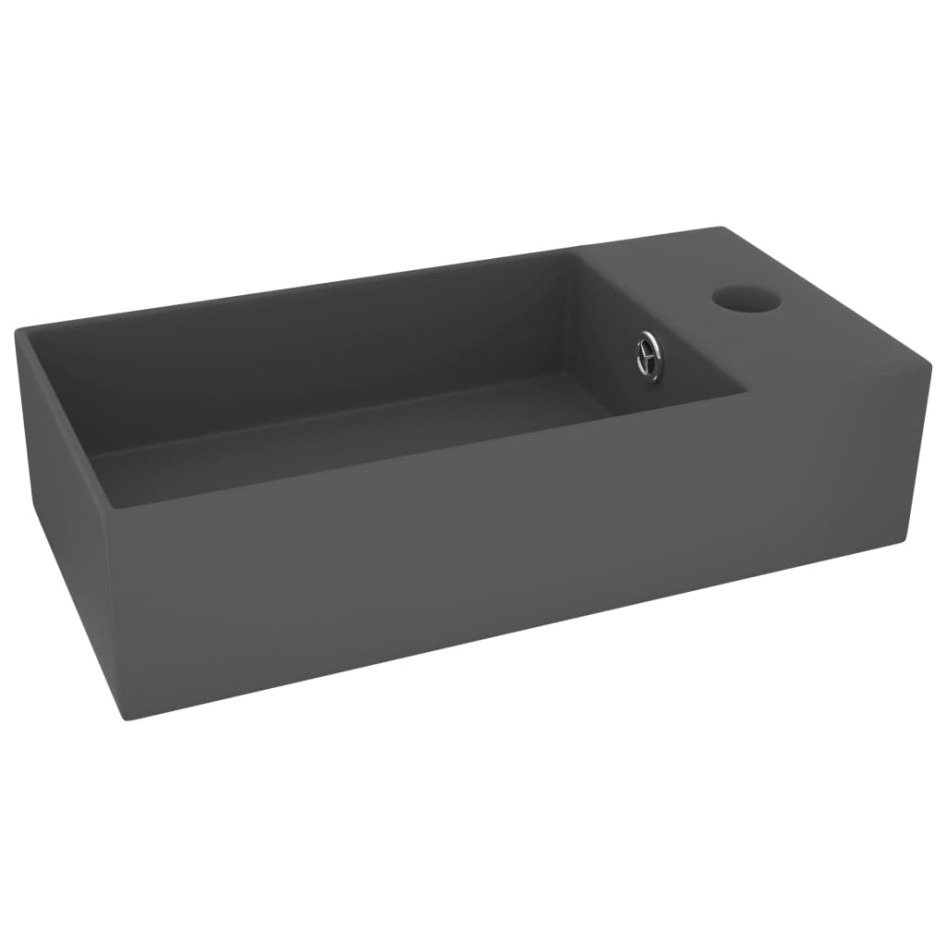 Lavabo con rebosadero cerámica gris
