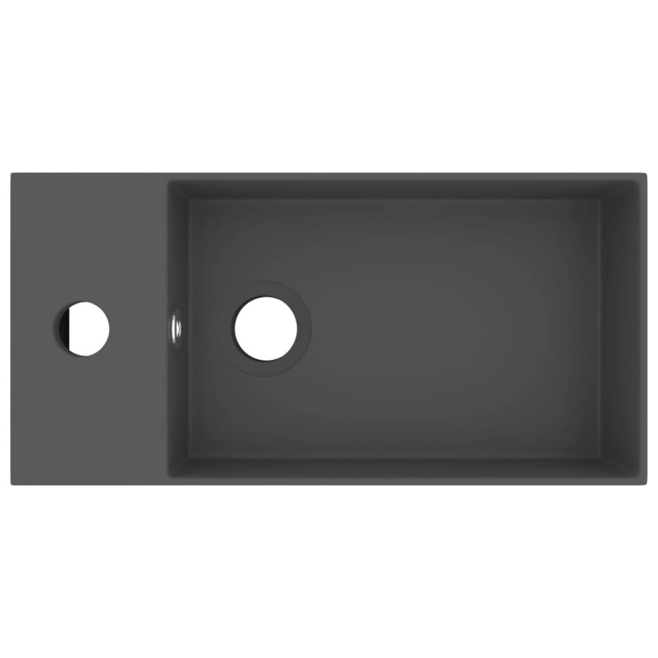 Lavabo con rebosadero cerámica gris