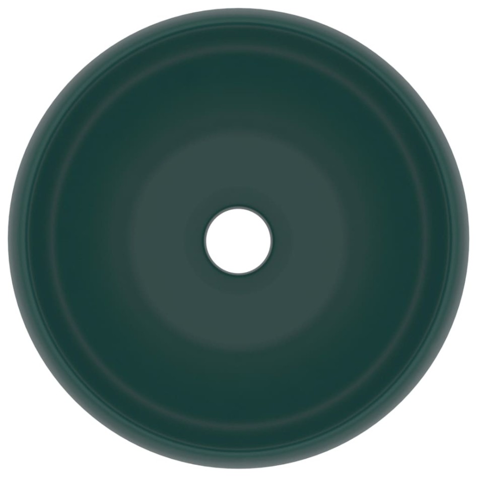 Lavabo de lujo redondo cerámica verde oscuro mate 40x15