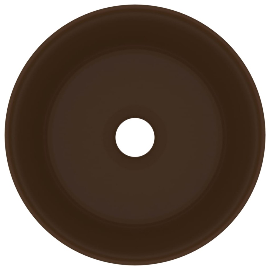 Lavabo de lujo redondo cerámica marrón oscuro mate 40x15
