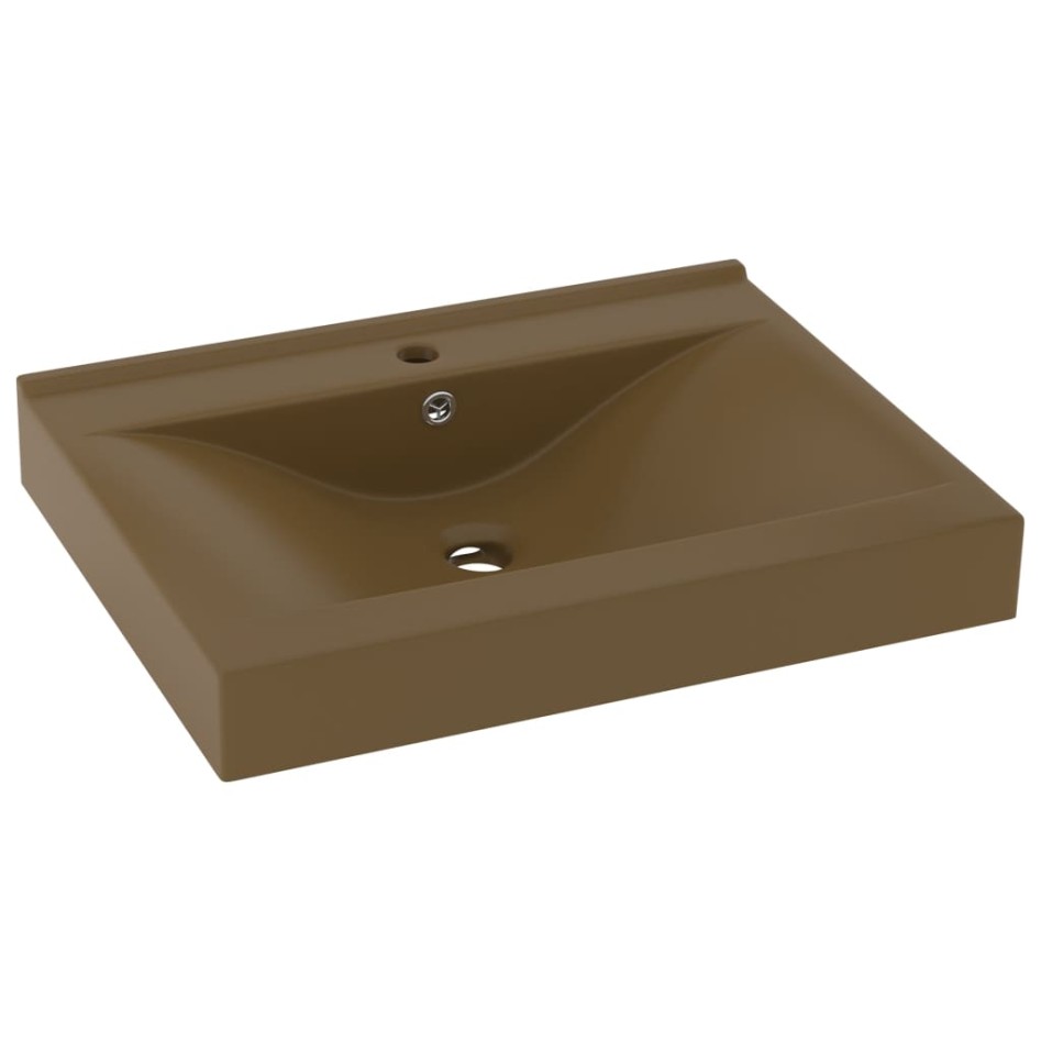 Lavabo de lujo con grifo cerámica 60x46 cm crema