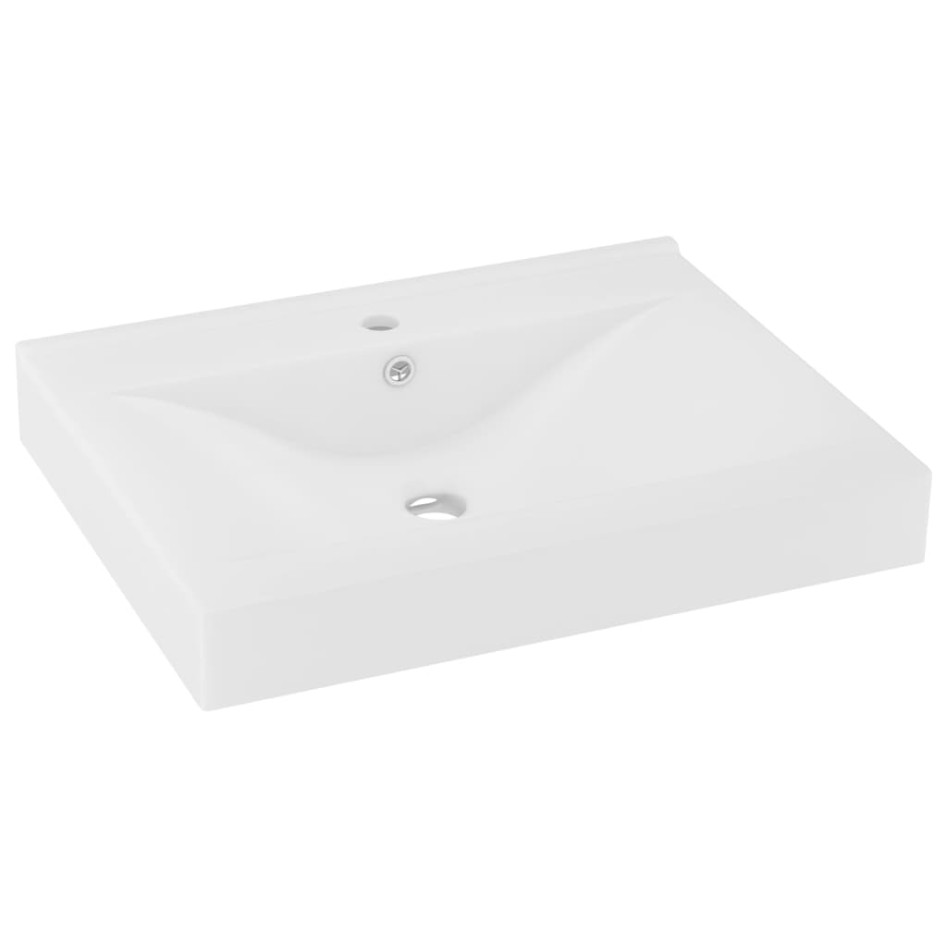 Lavabo de lujo con grifo cerámica 60x46 cm blanco