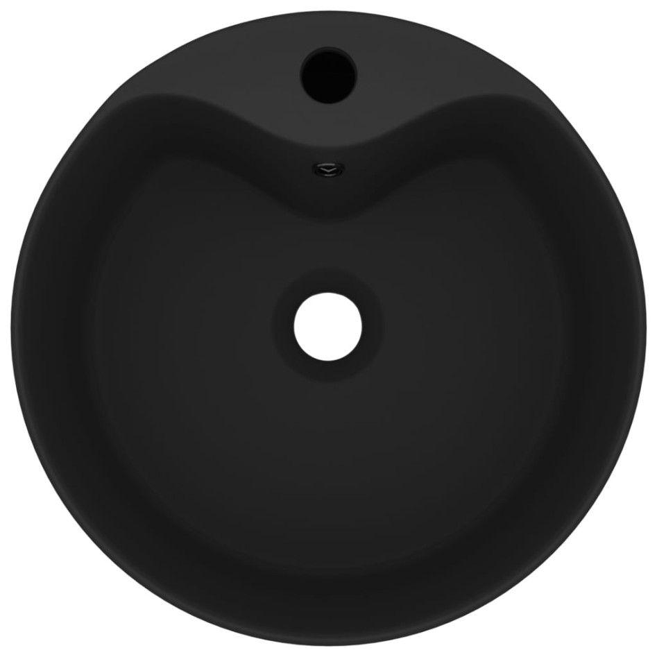 Lavabo lujoso con rebosadero cerámica negro mate 36x13